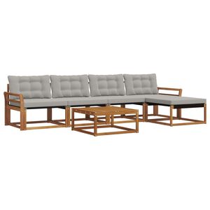 vidaXL Udend&oslash;rs sofagruppe med pude 6 pcs Naturlig og Lys Gr&aring;