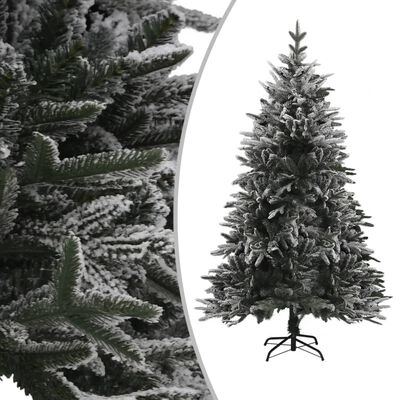 vidaXL kunstigt juletræ med lys og sne 210 cm PVC og PE