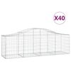 vidaXL buede gabionkurve 40 stk. 200x50x60/80 cm galvaniseret jern