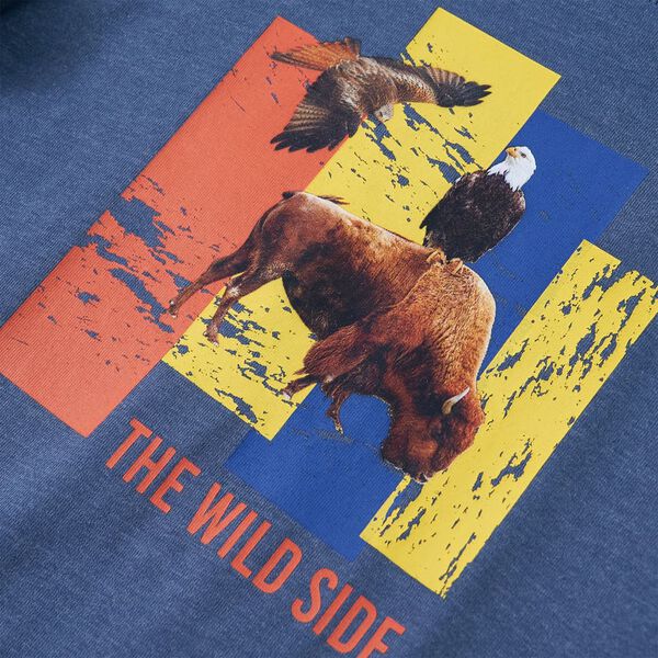 Langærmet T-shirt til børn str. 140 blåmeleret