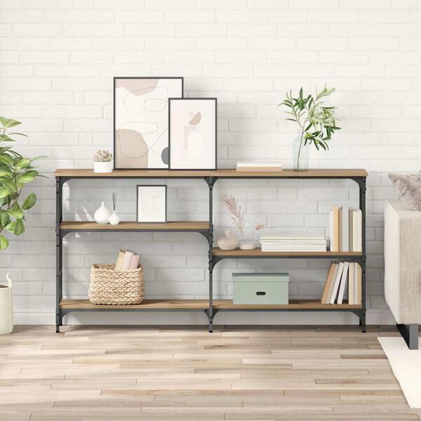 vidaXL Konsolbord Artisan Egetr&aelig; 150 x 29 x 76,5 cm Konstrueret tr&aelig;