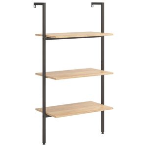 vidaXL stigereol med 3 hylder 64x35x120,5 cm lysebrun og sort
