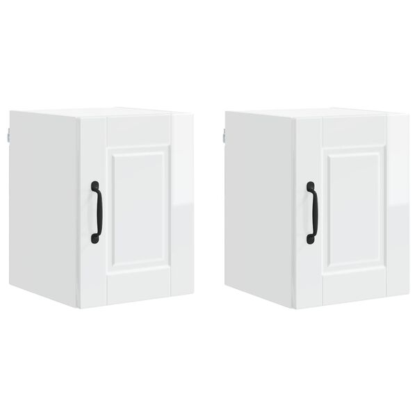 vidaXL K&oslash;kkenskab 2 pcs H&oslash;j gloss hvid 30 x 31 x 40 cm Konstrueret tr&aelig;