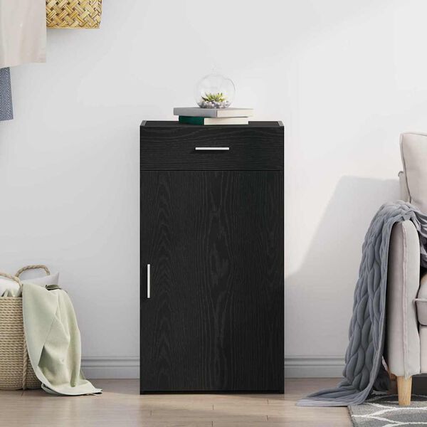 vidaXL Sideboard med skuffe Sort eg 50 x 42,5 x 93 cm