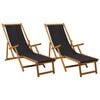 vidaXL Foldestol 2 pcs 3 position Massiv Eucalyptus Tr&aelig; Sort