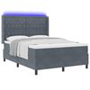 vidaXL Box spring seng med madras med LED M&oslash;rkegr&aring; 160 x 200 cm Fl&oslash;jl