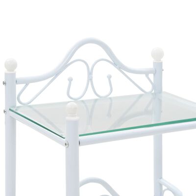 vidaXL sengebord stål og hærdet glas 45 x 30,5 x 60 cm hvid