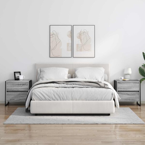 vidaXL Sengebord Gr&aring; Sonoma 50 x 39,5 x 50 cm Konstrueret tr&aelig;