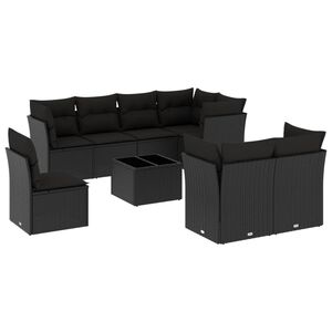 vidaXL sofas&aelig;t til haven 9 dele med hynder polyrattan sort