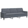vidaXL 3-personers sofa med pyntepuder 210 cm fl&oslash;jl m&oslash;rkegr&aring;