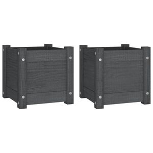 vidaXL plantekasser 2 stk. 31x31x31 cm massivt fyrretr&aelig; gr&aring;