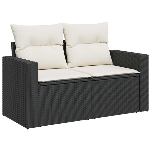 vidaXL Havesofa Sæt 13 pcs Sort polyrattan