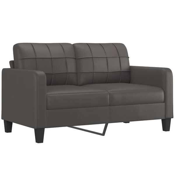 vidaXL 2-personers sofa med puder og hynder 140 cm kunstl&aelig;der gr&aring;