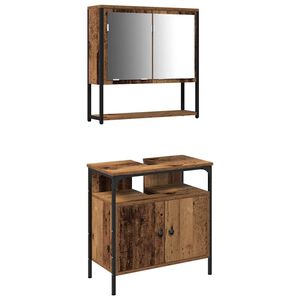 vidaXL Badev&aelig;relsesm&oslash;bel s&aelig;t med hylde 2 pcs Brun Konstrueret tr&aelig;