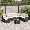 vidaXL Havesofa Sæt med pude 9 pcs Sort Poly rattan