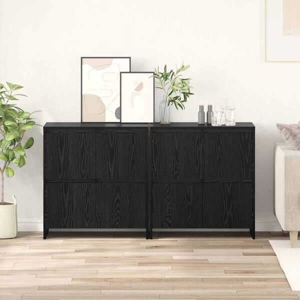 vidaXL Sideboards 2 pcs Sort eg 70 x 41 x 75 cm Konstrueret tr&aelig;
