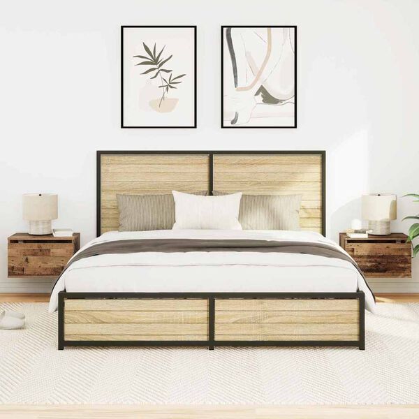 vidaXL V&aelig;gmonteret natbord 2 pcs Gammelt tr&aelig; Konstrueret tr&aelig;