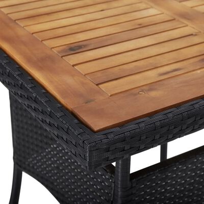vidaXL udendørs spisebordssæt i 5 dele polyrattan og akacietræ sort