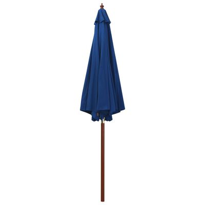 vidaXL parasol med træstang 300 x 258 cm blå