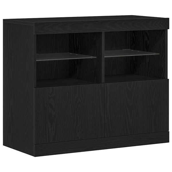 vidaXL LED Sideboard Sort 81 x 37 x 66,5 cm Konstrueret tr&aelig;