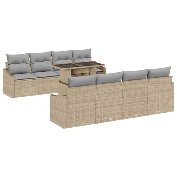 vidaXL Havesofa S&aelig;t med pude 7 pcs Beige og lys gr&aring; polyrattan