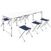 vidaXL h&oslash;jdejust&eacute;rbart campingbord og 6 klapstole 180x60 cm