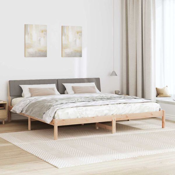 vidaXL Sengestel Brun og taupe 200 x 200 cm Massivt fyrretr&aelig;