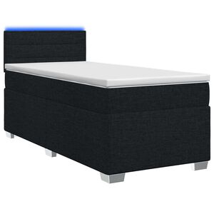 vidaXL Box Spring Seng med Madras og LED Sort 90 x 190 cm Stof