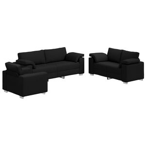 vidaXL Sofa 3 pcs Sort 219 x 80 x 82 cm Linned-blandet stof