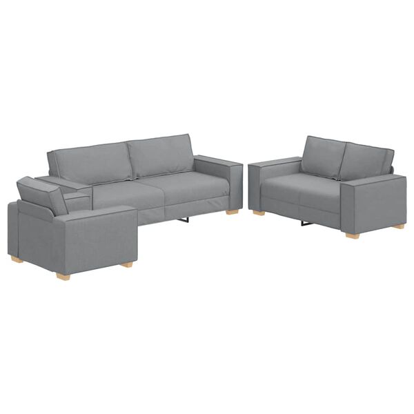 vidaXL Sofa 3 pcs Lysegrå Linned-blandet stof