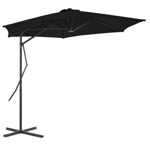 vidaXL parasol med st&aring;lstang 300x230 cm sort