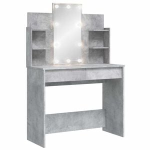 vidaXL makeupbord med LED-lys 96x40x142 cm betongr&aring;