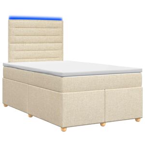 vidaXL Boxmadras med topmadras Cremefarvet 120 x 190 cm Stof