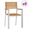 vidaXL Have Stol 8 pcs Massiv teaktr&aelig; og rustfrit st&aring;l