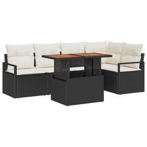 vidaXL Havesofa S&aelig;t med opbevaring 6 pcs Sort Poly rattan
