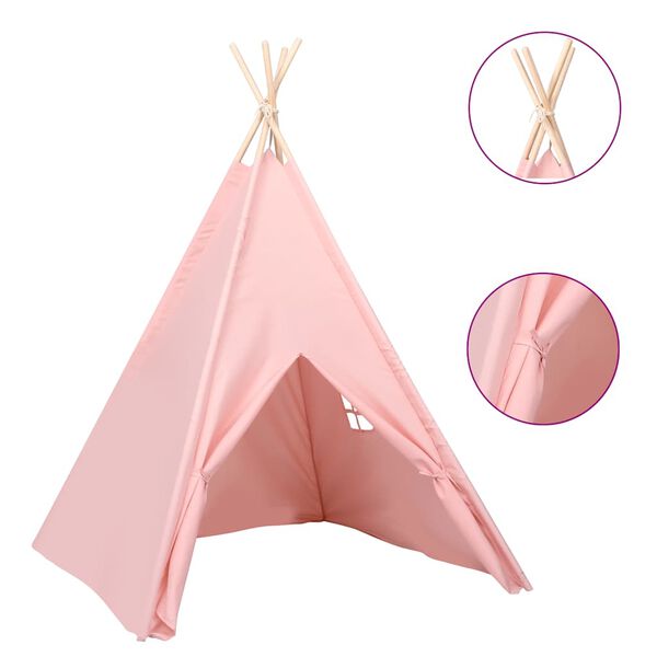 vidaXL tipi til b&oslash;rn 120x120x150 cm med b&aelig;repose polyester pink