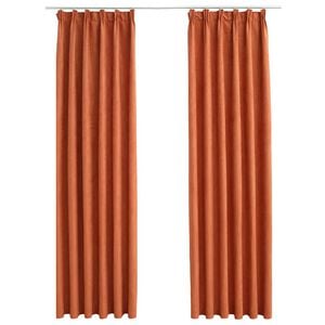 vidaXL m&oslash;rkl&aelig;gningsgardiner 2 stk. med kroge 140 x 245 cm rustr&oslash;d