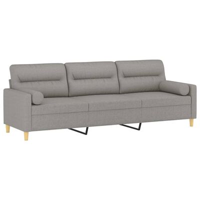 vidaXL 3-personers sofa med pude og hynder 210 cm stof lysegrå