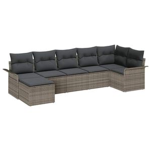 vidaXL Havesofa S&aelig;t med pude 7 pcs Gr&aring; polyrattan