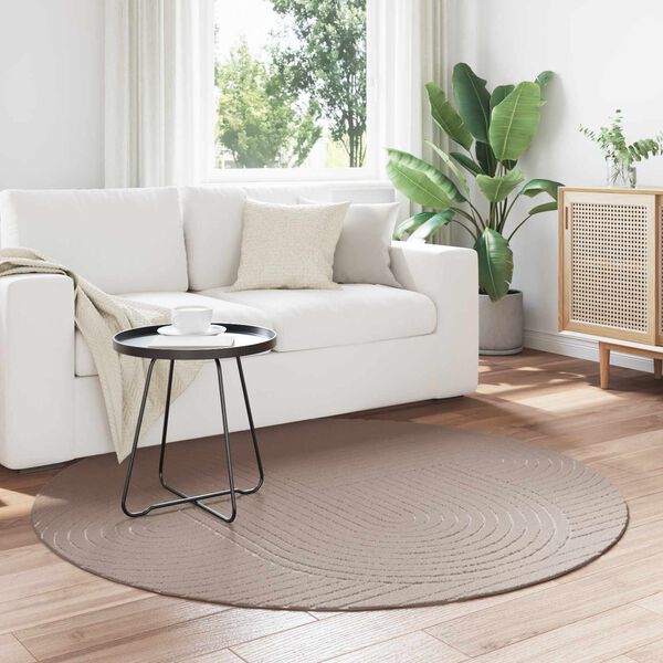 vidaXL Omr&aring;det&aelig;pper Rund PALMERAS Beige &Oslash; 120 CM Polyester