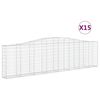 vidaXL buede gabionkurve 15 stk. 400x30x100/120 cm galvaniseret jern