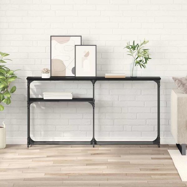 vidaXL Konsolbord Sort eg 146 x 22.5 x 75 cm Konstrueret tr&aelig;