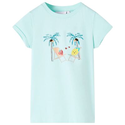 T-shirt til børn str. 92 akvamarinblå