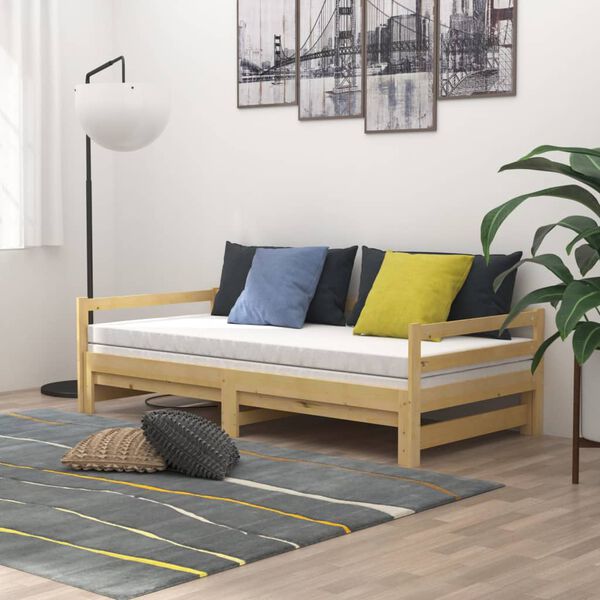 vidaXL daybed med udtr&aelig;k 2x(90x200) cm massivt fyrretr&aelig;