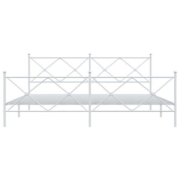 vidaXL sengeramme med sengegavl og fodgærde 193x203 cm metal hvid