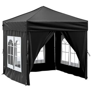 vidaXL foldbart festtelt med sidev&aelig;gge 2x2 m sort