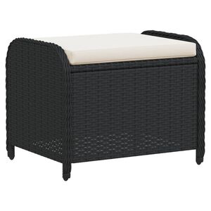 vidaXL haveskammel med hynde 58x46x46 cm polyrattan sort