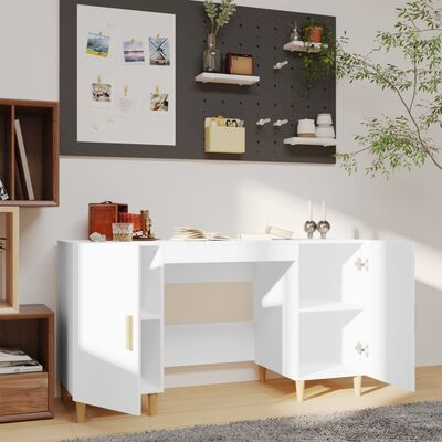 vidaXL skrivebord 140x50x75 cm konstrueret træ hvid