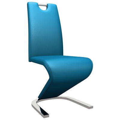vidaXL spisebordsstole med zigzagform 2 stk. kunstlæder blå