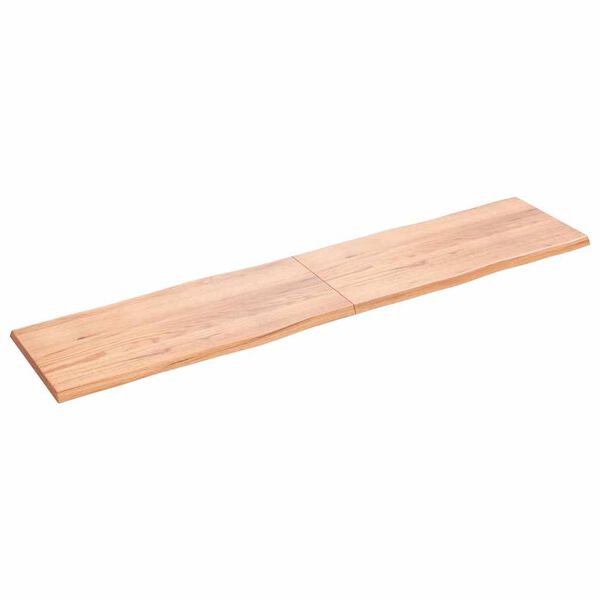 vidaXL bordplade 220x50x(2-4) cm naturlig kant behandlet tr&aelig; lysebrun